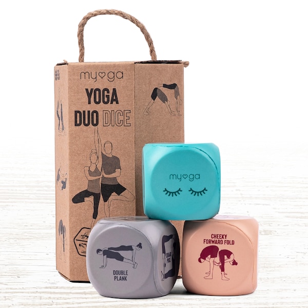 Yoga Duo Dice - Exercise Fun Foam Dice for Adults, 2 Pose Dice and 1 Action Dice - Set of 3 Yoga Dice, Workout Fun Fitness Dice Yoga Games