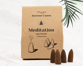 Myga - Dhoop Incense Cones - 6 Pack Natural Joss Agarbatti Cones - Handmade in India