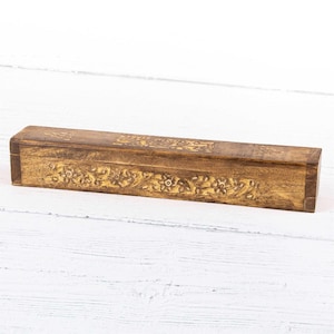 Myga Wooden Incense Box Floral Carving