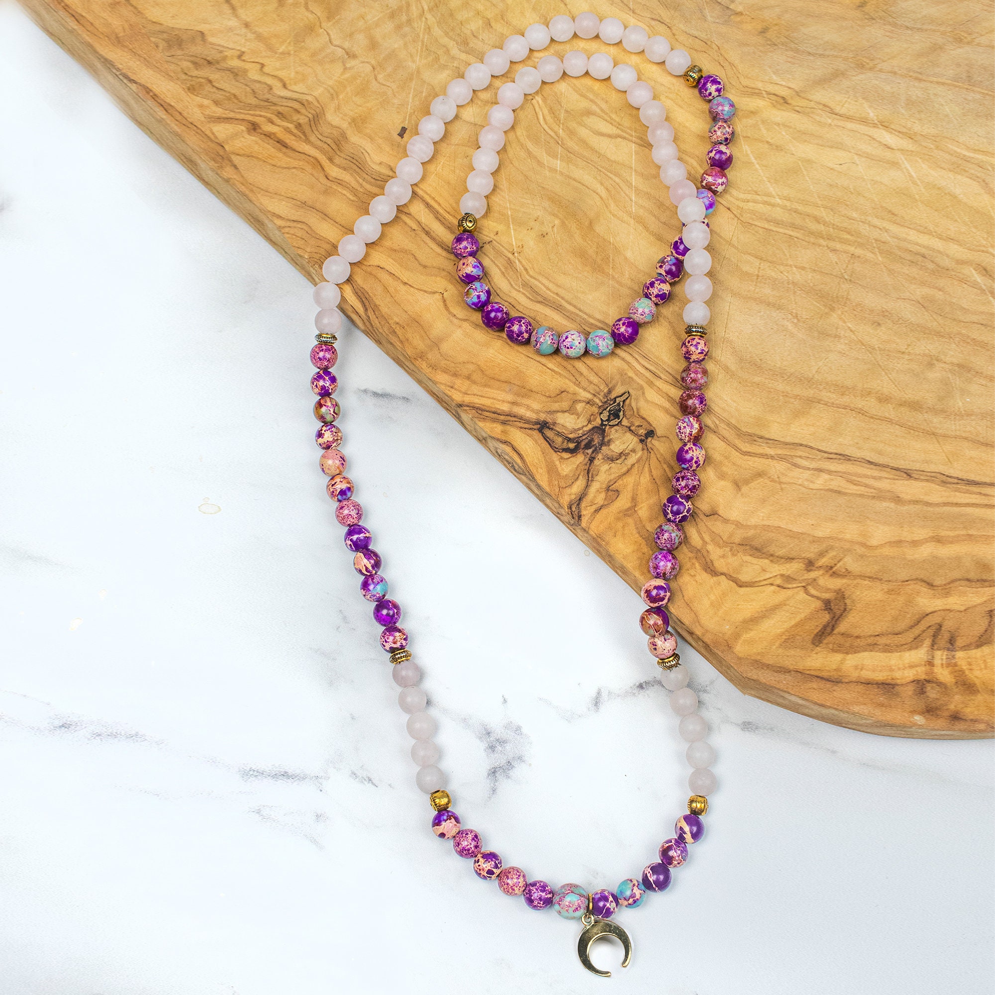 Balance Bead Necklace Balance Necklace Rose Quartz Necklace Etsy