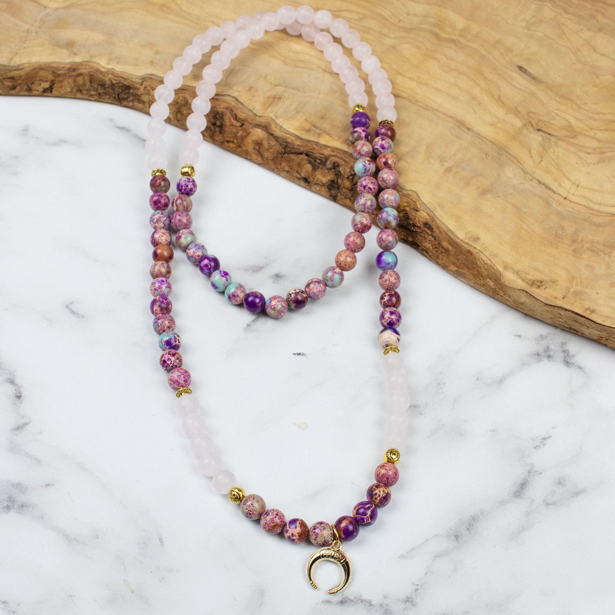 Balance Bead Necklace Balance Necklace Rose Quartz Necklace Etsy