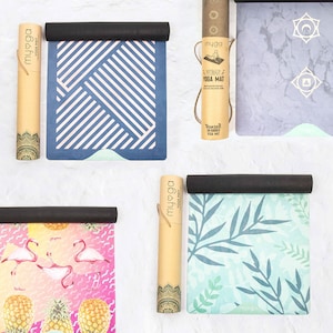 Vegan Suede Yoga Mat, Patterned Yoga Mat,  Rubber Yoga Mat, Eco Friendly Biodegradable Natural Rubber Exercise Mat for Pilates and Yoga