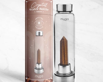 Tiger’s Eye Crystal Glass Water Bottle