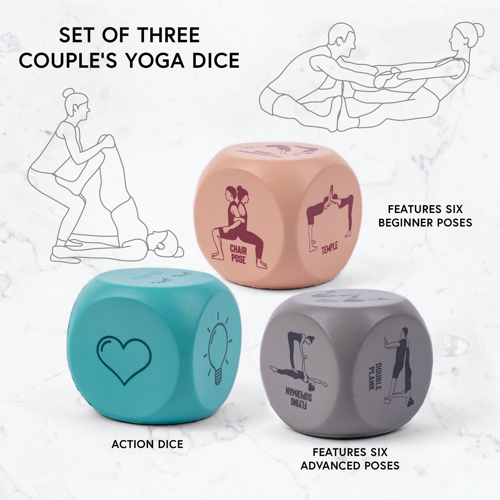 Yoga Duo Dice Exercise Fun Foam Dice for Adults 2 Pose Dice Etsy