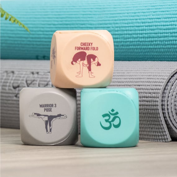 Yoga Duo Dice Exercise Fun Foam Dice for Adults, 2 Pose Dice and 1 Action Dice  Set of 3 Yoga Dice, Workout Fun Fitness Dice Yoga Games 