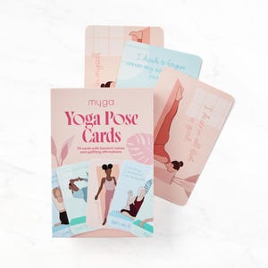 Yoga Pose Cards 70 Illustrated Flashcards with Affirmations for Mindfulness and Self Care - Myga Yoga Gift Deck