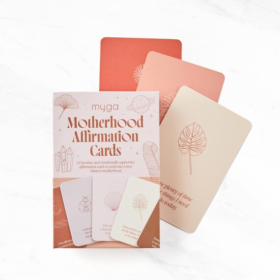Myga Motherhood Affirmation Cards – 60 Uplifting Cards, New Mum Gift