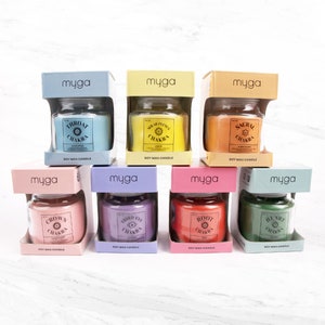 Myga Scented Candle Set - 7 Chakra Candles with Soy Wax & Essential Oil Blend, 100% Vegan and Eco-Friendly - Sold as a Set