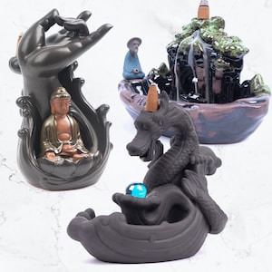 Backflow Incense Burner, Ceramic Backflow Incense Holder, Perfect Yoga and Aromatherapy