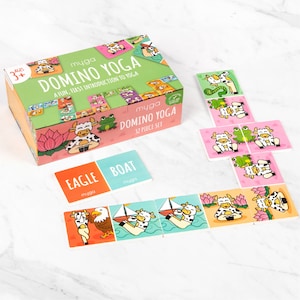 Myga Yoga Dominoes - Childrens Matching Domino Game with 8 Yoga Poses for Exercise & Mindfulness for Kids and Family Fun
