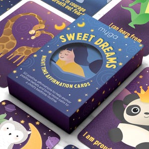 Tarjetas de afirmación de Myga Night Time para niños