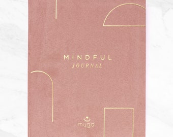 Mindful Journal - A5 Suede Hardback Notebook Organizer Undated Diary Weekly Tracker Planner Goal Setting Focus Reflection