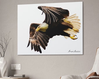 American Bald Eagle Canvas, Eagle Wall Decor, Eagle Canvas Decor, Eagle Decoration, Bald Eagle Canvas, Canvas Stretched, 0.75" 48" x 36"