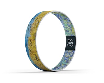 Van Gogh Inspired Wristband - Wheatfield & Irises Design - Artistic Friendship Bracelet - Motivational Woven Accessory