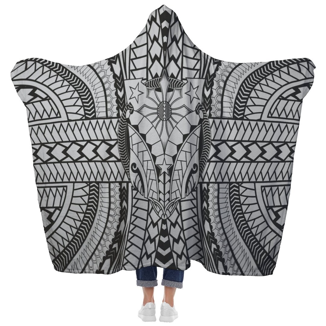 Cozy Hooded Blanket Wearable Sherpalined Hoodie Filipino Polynesian