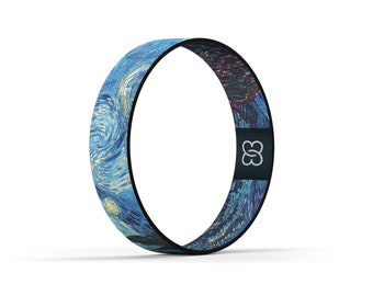 Van Gogh Starry Night Wristband - Artistic Woven Bracelet - Inspirational Night Sky Design - Unique Friendship Wristband