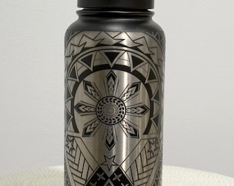 Batok Whang Od Inspired Filipino Tribal Tattoo Laser Water Bottle Full Wrap Design
