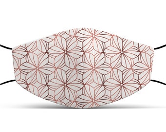 Floral Face Mask with Filter Pocket, Adjustable Bungee Cord
