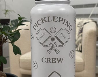 Personalized Pickleball Water Bottle, 32oz, Insulated Stainless Steel