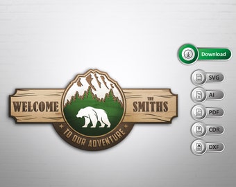 National park welcome stand SVG, Wooden welcome sign SVG, National park sign SVG, Unique welcome stand svg, Laser cut file for welcome stand