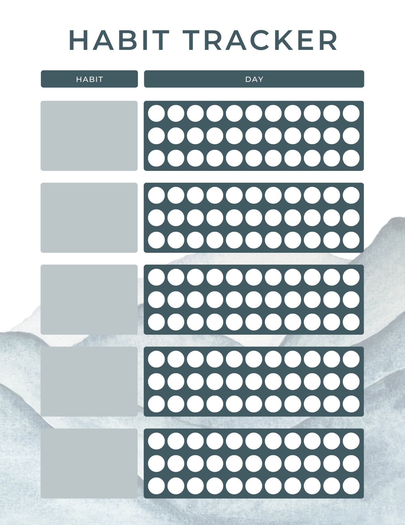 Printable Daily Habit Tracker/everyday Habit Tracker mountain Etsy