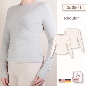 Longsleeve Schnittmuster Slim Fit mit extra langen Ärmeln - Regular - ideal für Anfänger | PDF byGesa