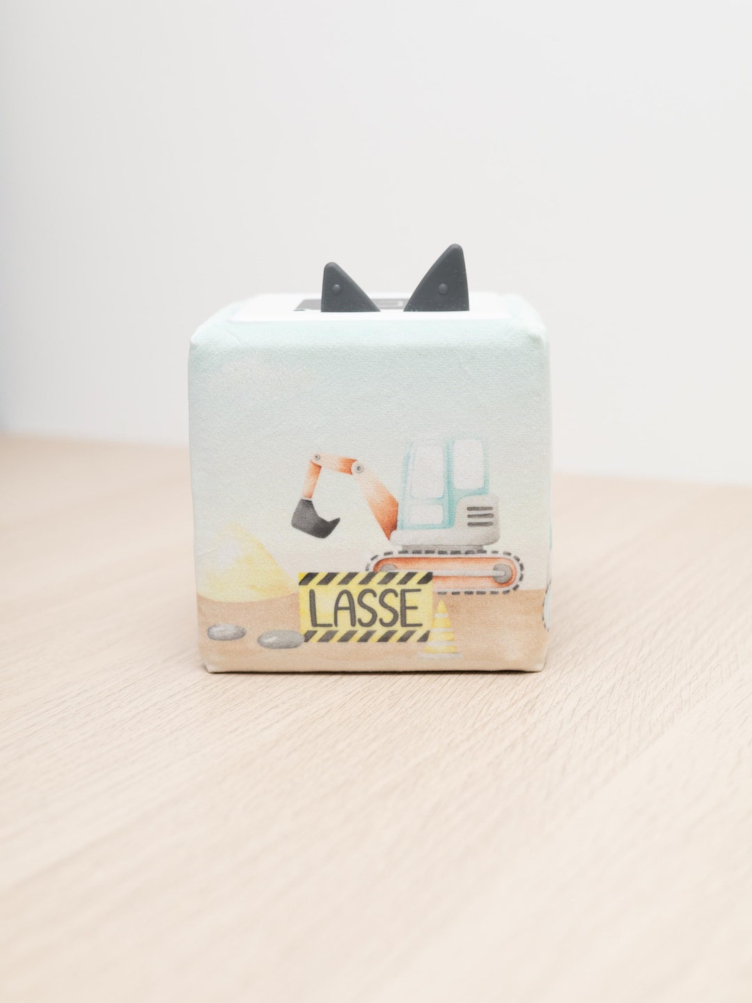 Toniebox Cover Made of Fabric With Excavator Imprint and Name, Construction Site, Protective