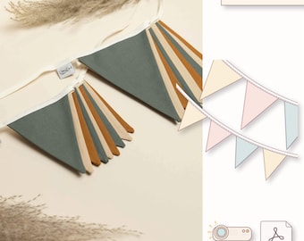 Fabric bunting banner sewing pattern - garland decor - PDF