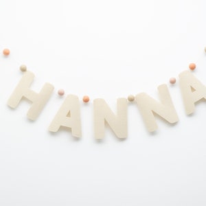 Personalizable letter chain 'No 4' Name chain made of felt, felt garland made of solid 3 mm felt, felt letters with felt balls Beary Dust image 1