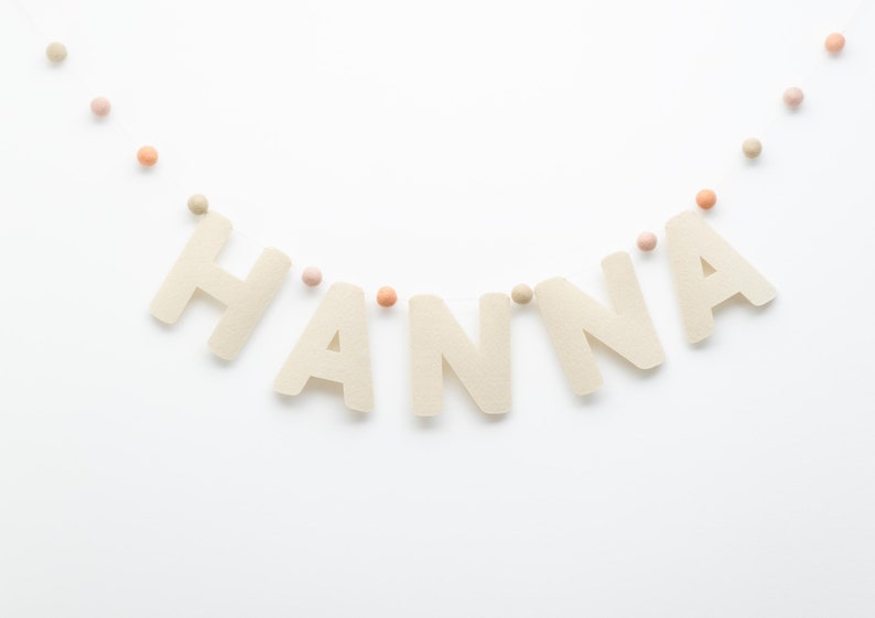 Personalizable letter chain 'No 4' Name chain made of felt, felt garland made of solid 3 mm felt, felt letters with felt balls Beary Dust image 1