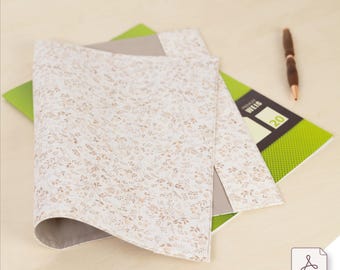Sewing pattern and illustrated instructions for a fabric notebook cover, notebook protector, notebook cover, PDF digital instant download, DIY byGesa
