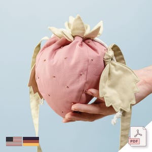 Erdbeer Tasche für Kinder Schnittmuster und illustrierte Anleitung für Umhängetasche - PDF Digitaler sofort Download Selbermachen byGesa