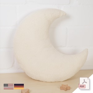 Sewing pattern and illustrated instructions for moon pillows - PDF - Instant digital download - DIY sewing for beginners - byGesa