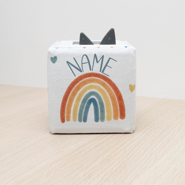 Toniebox cover made of fabric with rainbow print and name, protective cover for Tonie, cover, Toniebox cover - Beary Dust