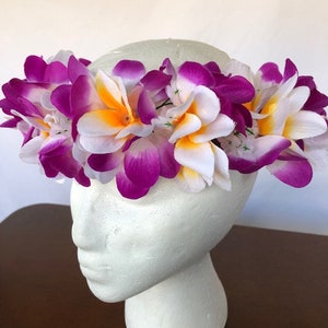 Fascia per capelli con fiori di plumeria hawaiana (artificiali)