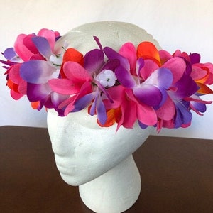 Fascia per capelli con fiori di plumeria hawaiana (artificiali)