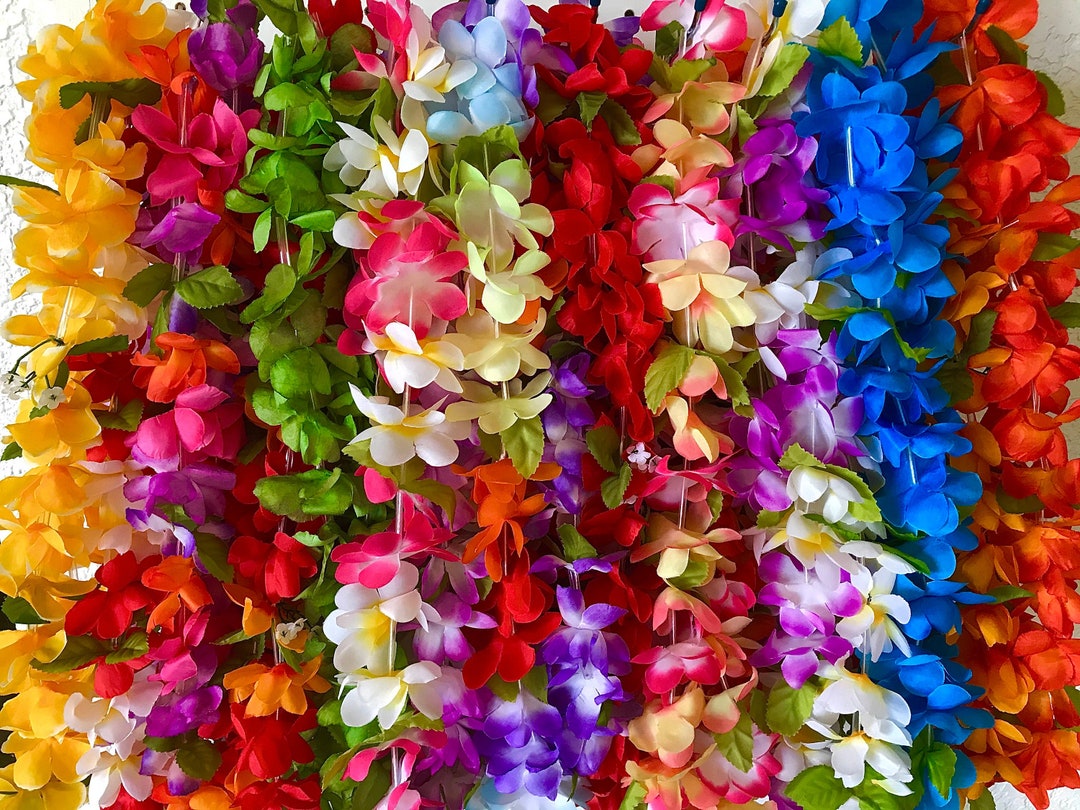 Hawaiian Party Artificial Lei Pack 25 Lei Assorted Colors Etsy