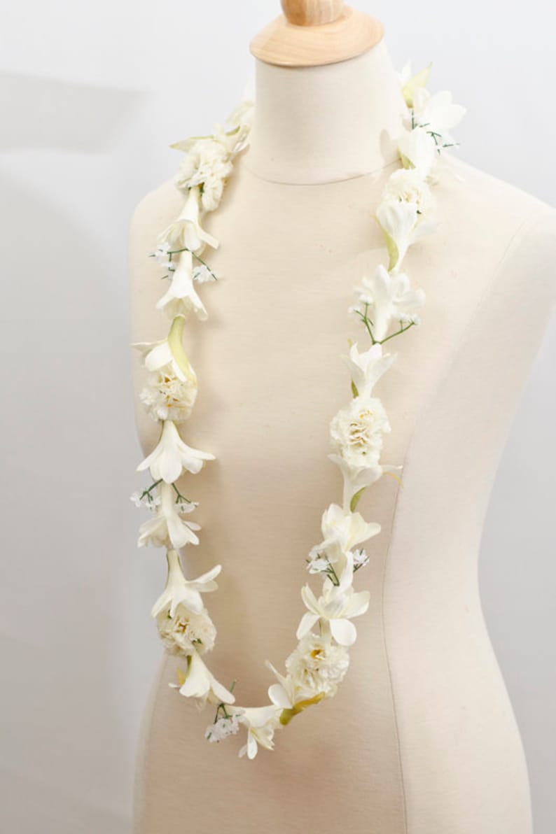 Hawaiian Tuberose Lei With White Carnations artificial Etsy