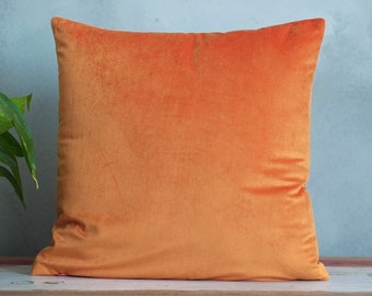 Burnt Orange Pillow Cover, Terra Cotta Cushion, Bohemian Couch Pillow, Orange Cushion Case, Sueded Throw Pillow, Soft Velvet Cushion 16x16