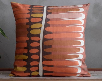 Burnt Orange Throw Pillow, Terra Cotta Pillow Cover, Rust Pillow Sham, Geometric Cushion Case, Ethnic Designed Euro Sham, Boho Couch Pillow