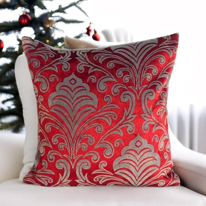 Red And Gray Throw Pillows