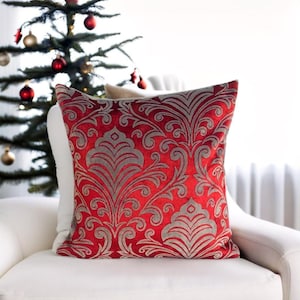 New Home Gift Idea, Burgundy Pillow, Red Gray Throw Pillow, Soft Sofa Cushion, Luxury Velvet Pillow, Wine Red Couch Pillow, Boho Accent Sham