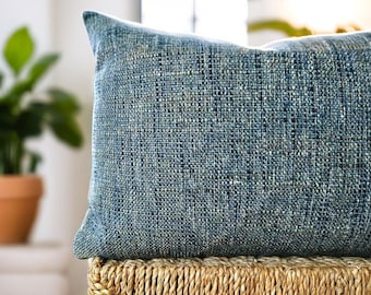 Textured Pillow Cover, Teal Throw Pillow, Blue Woven Cushion, Teal Blue Green Euro Sham, Boho Couch Pillow, Navy Accent Pillow, Home Gift