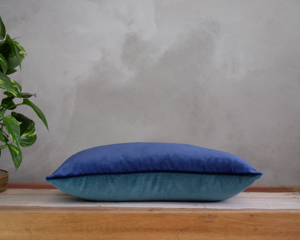 Dark Blue Velvet Pillow Case Solid Blue Pillow Cover Soft Etsy