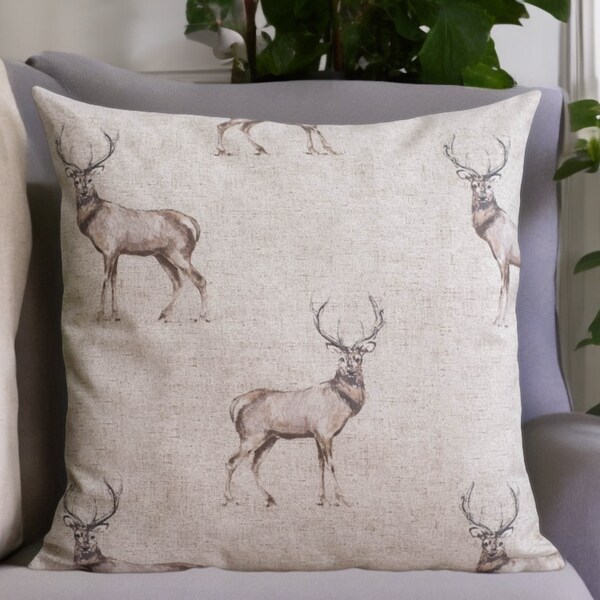 Deer Pillow Cover, Buck Cushion Case, Farmhouse Euro Sham, Rustic Home Decor, Trophy Buck Throw Pillow, Hunting Toss Pillow, Reindeer Slip