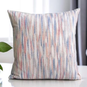 Funda de almohada rosa y azul para decoración de guardería, funda de cojín de color pastel suave para habitación de niña y niño, almohada lumbar con detalle de rayas de 12 x 20