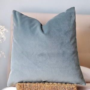 Ice Blue Pillow, Blue Velvet Pillow, Luxury Throw Pillow, Light Blue Cushion, Boho Velvet Euro Sham, Cosy Accent Pillow, Custom Couch Pillow