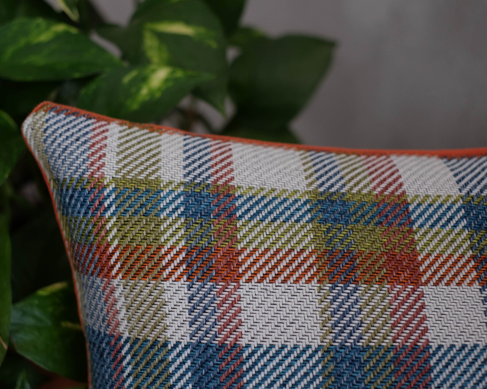 Orange Plaid Pillow Cover Orange Green Pillow Case Grid Etsy