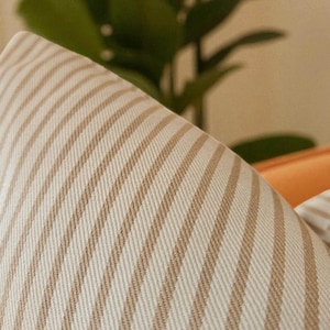 Beige Striped Pillow, Neutral Pillow Cover, Beige Cream Throw Pillow, Minimalist Cushion for Modern Farmhouse Decor, Housewarming gift Idea