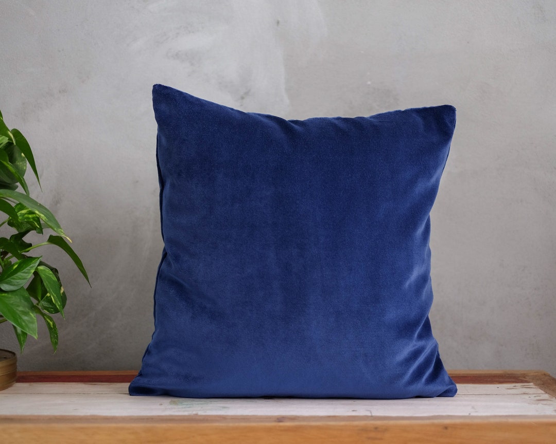 Navy Blue Velvet Pillow Cover Dark Blue Cushion Case Solid Etsy